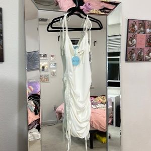 NWT side ruffle white dress